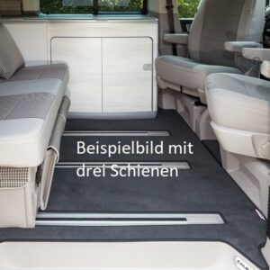 Veloursteppich Titanschwarz 2 Bodenschienen Fahrgastraum, VW T6/T5 California Ocean/Coast/Comfortline